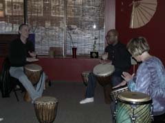 Hand drumming group lesson at Body Mind Yoga Studio, Circle Pines, MN