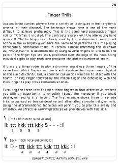Dumbek Dance book page 79 Advanced dumbek study. Finger trills..